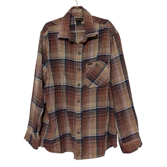 Stanley Plaid Shirt Mens Size Large Brown Long Sleeve Workwear Button Front - Picture 1 of 8